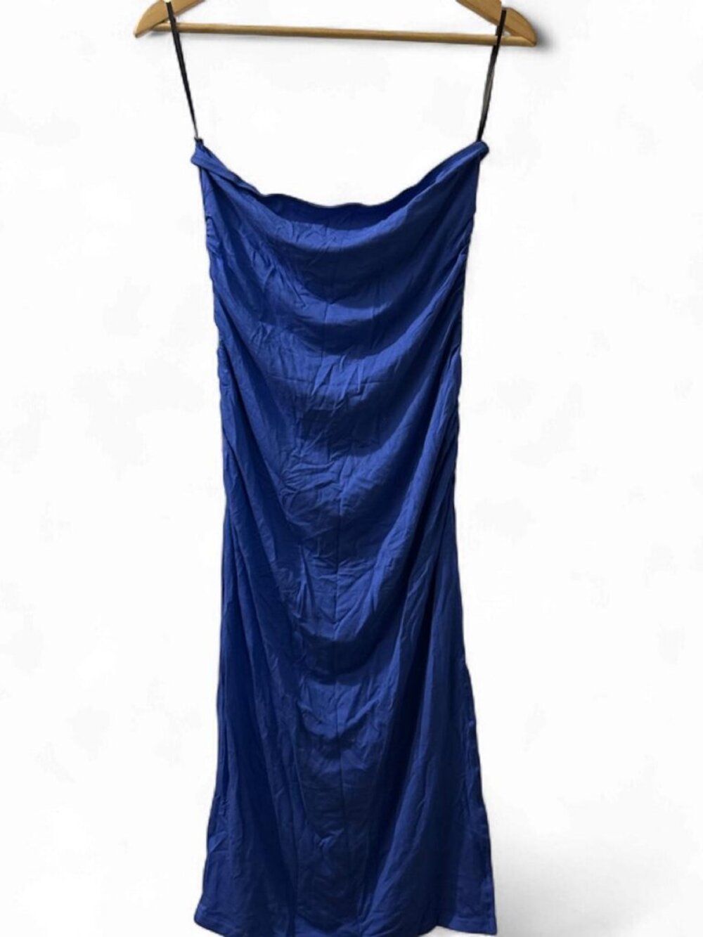 Royal Blue Satin Cowl Neck Slip Dress Y2K M